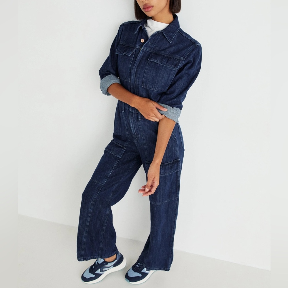 GAP Women's Denim Cargo Overall Jumpsuit